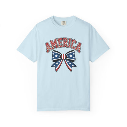 America Patriotic Bow T-Shirt — Stars & Stripes Fourth of July Tee