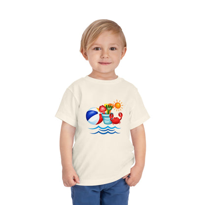 Toddler Tee — Colorful Beach Crab & Sand Pail Summer Shirt