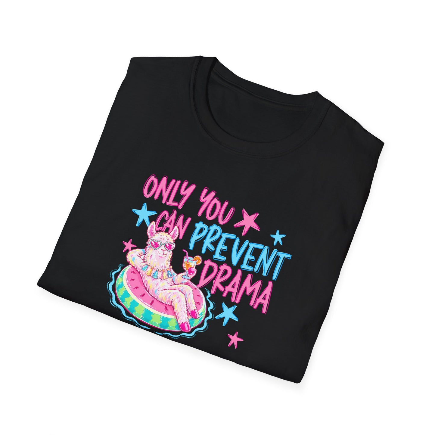 Only You Can Prevent Drama T-Shirt — Cute Llama Pool Float Graphic Tee