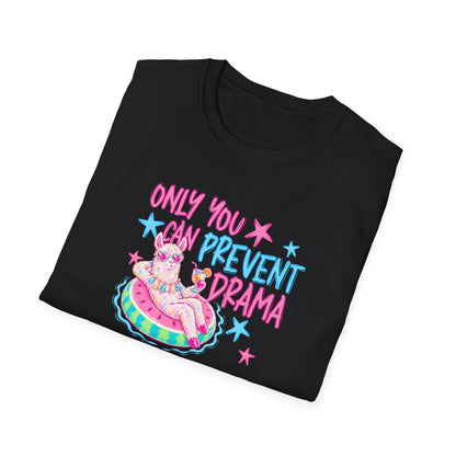 Only You Can Prevent Drama T-Shirt — Cute Llama Pool Float Graphic Tee