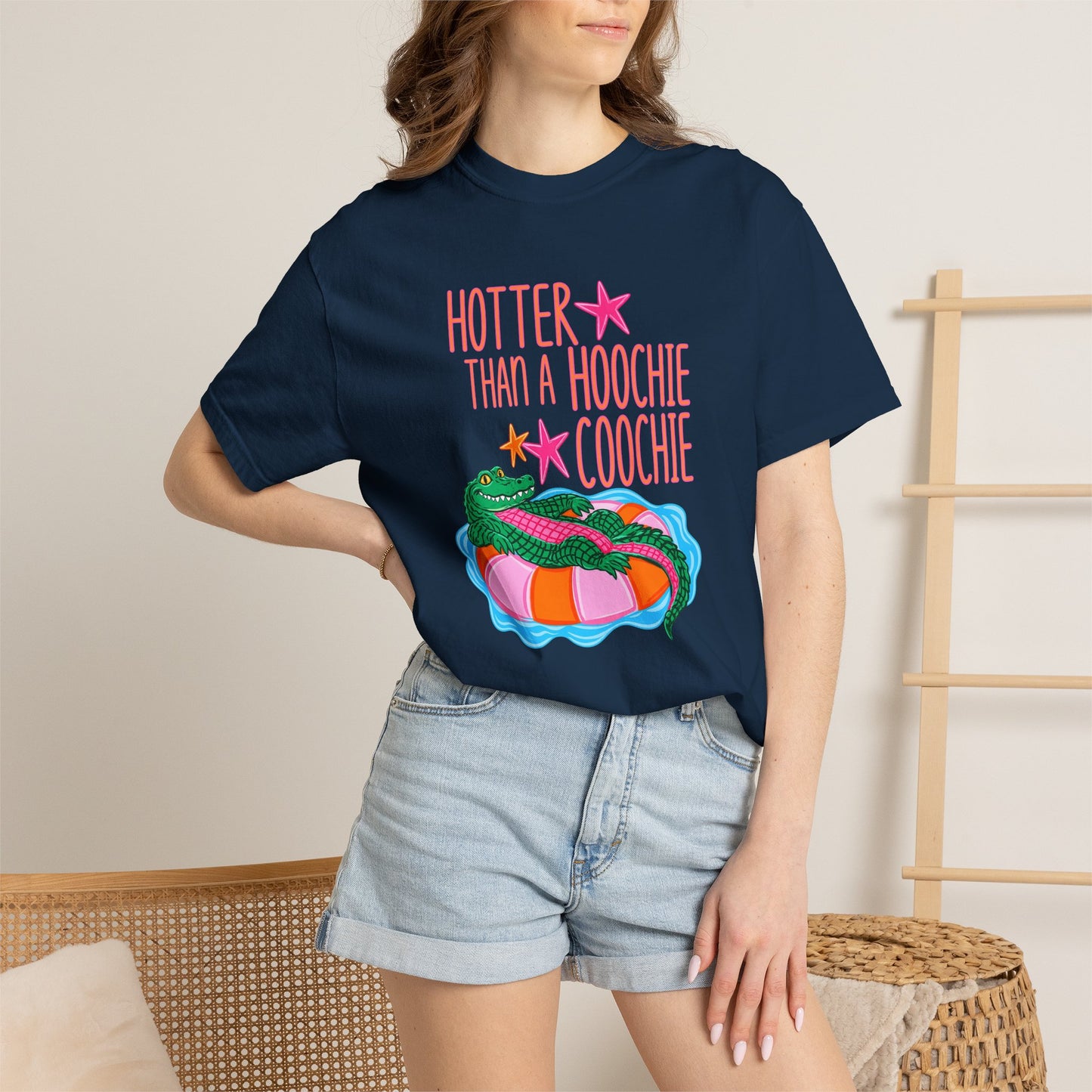 T-Shirt — "Hotter Than a Hoochie Coochie" Gator Pool Graphic Tee