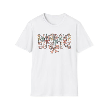 Mama Floral Typography T-Shirt — 'MAMA' Bow Graphic, Cute Mother's Day Gift