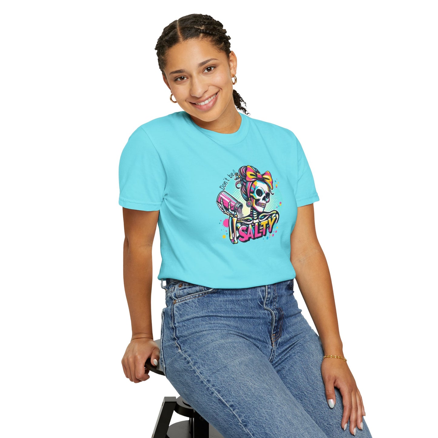 Salty Skull Graphic T-Shirt — Retro Neon Kawaii Skull Tee