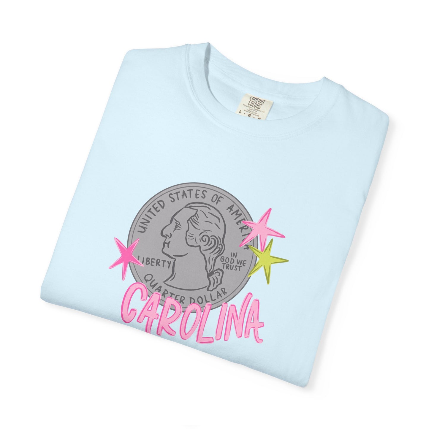 California Coin Graphic Tee — 'California' Retro Neon Stars T-Shirt