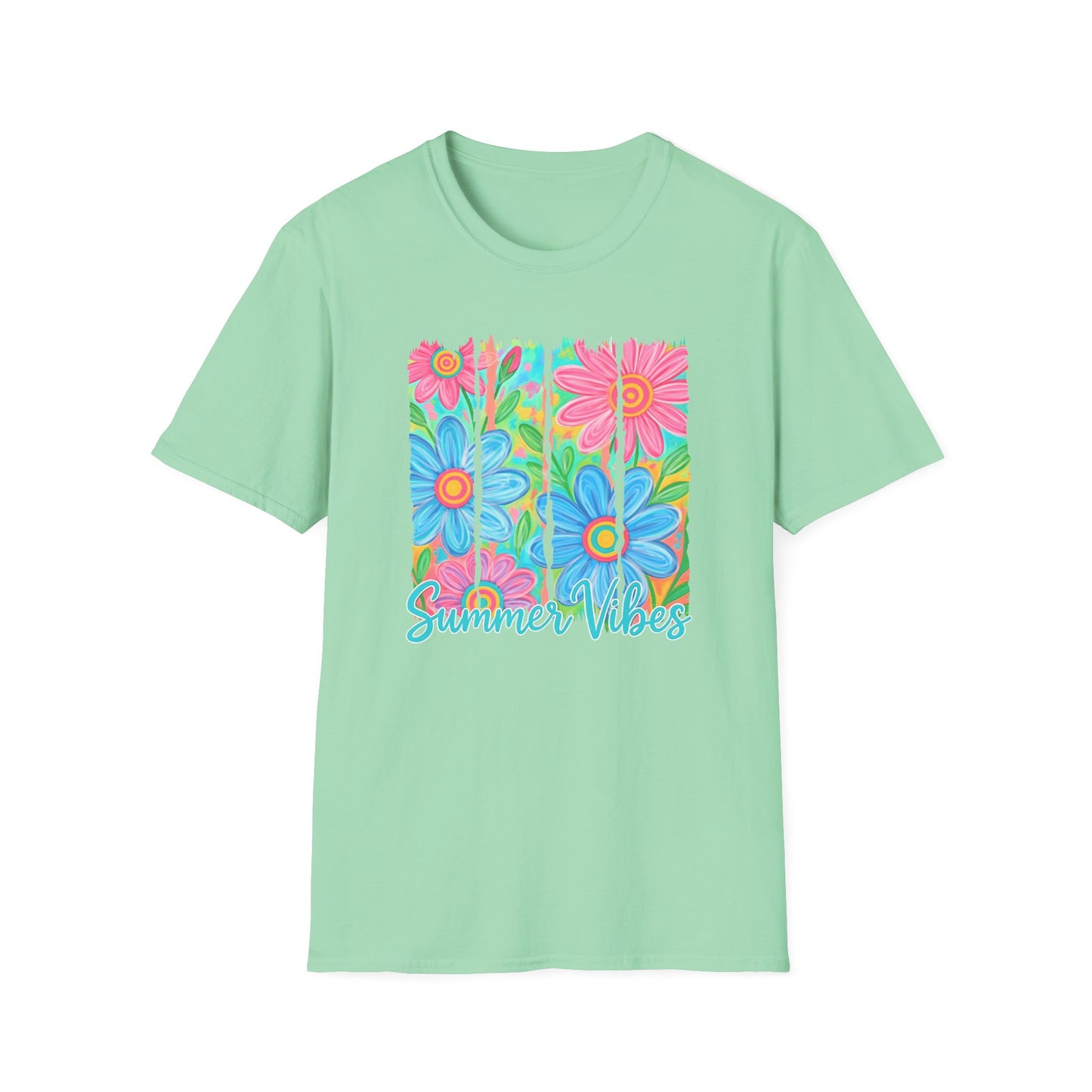 Summer vibes floral tee- Gildan softstyle