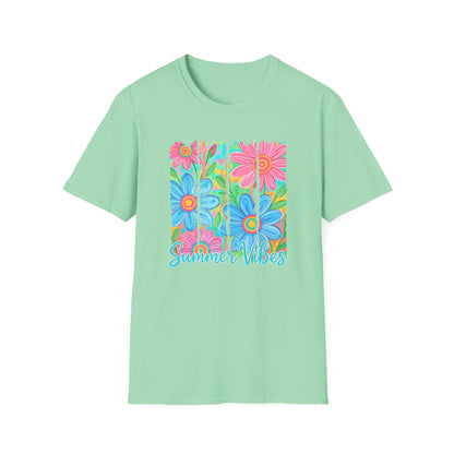 Summer vibes floral tee- Gildan softstyle