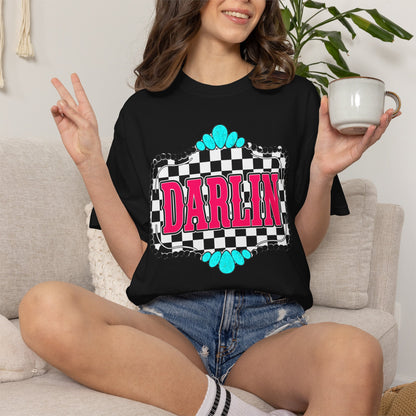 Darlin' Checkerboard Graphic T-Shirt