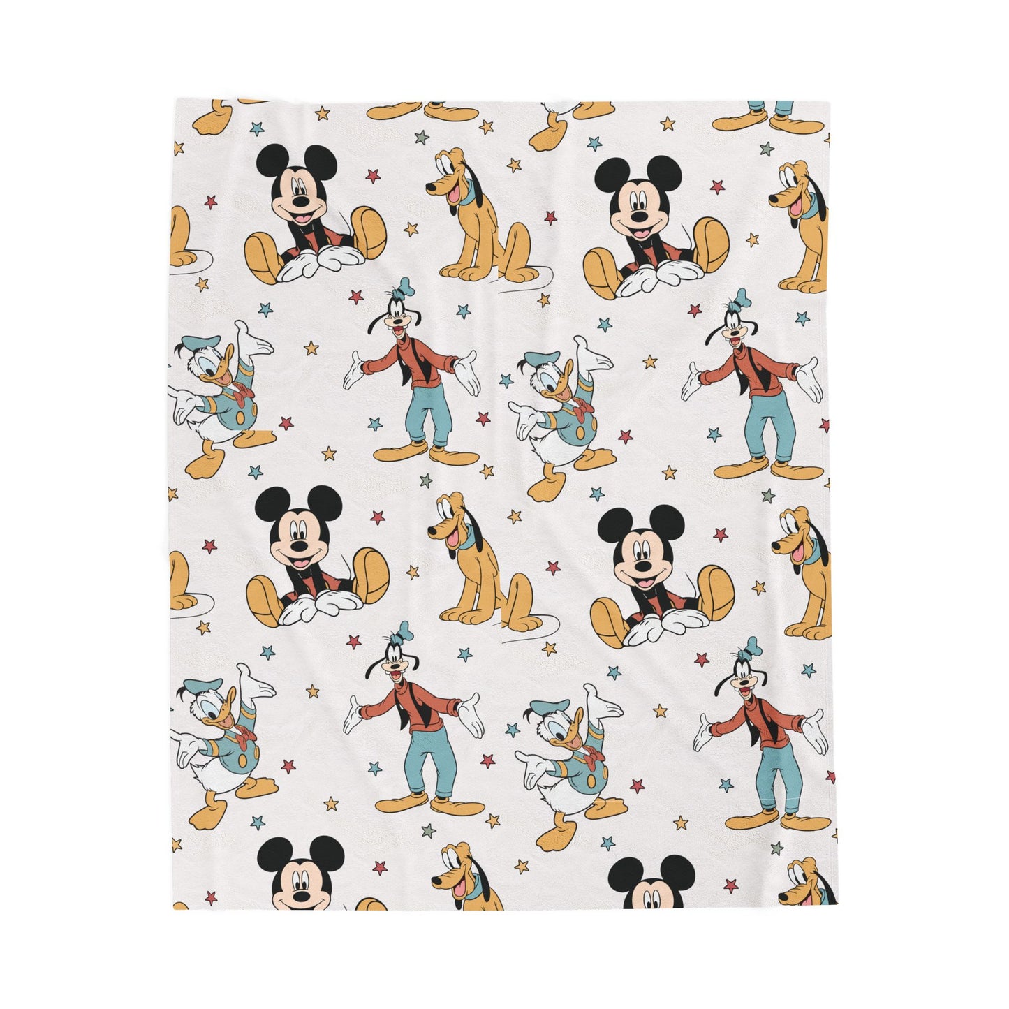 Vintage Mickey & Friends Velveteen Plush Blanket — Soft Cartoon Character Throw for Kids & Disney Fans