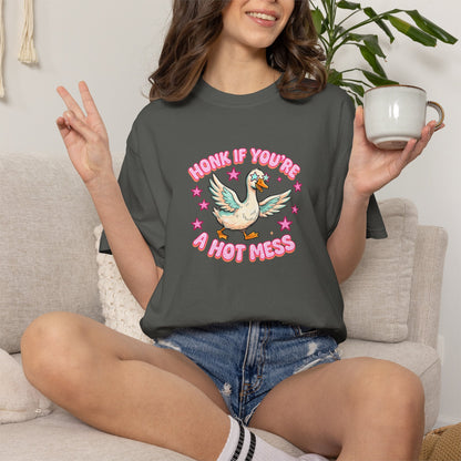 T-Shirt — 'Honk If You're A Hot Mess' Duck Graphic Tee