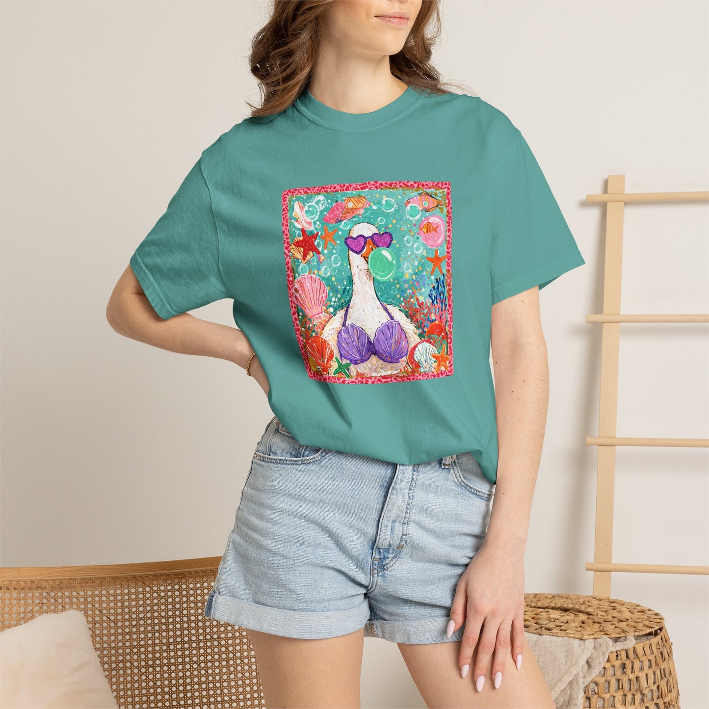 Goose in Bikini Beach T-Shirt — Cute Retro Seaside Graphic Tee