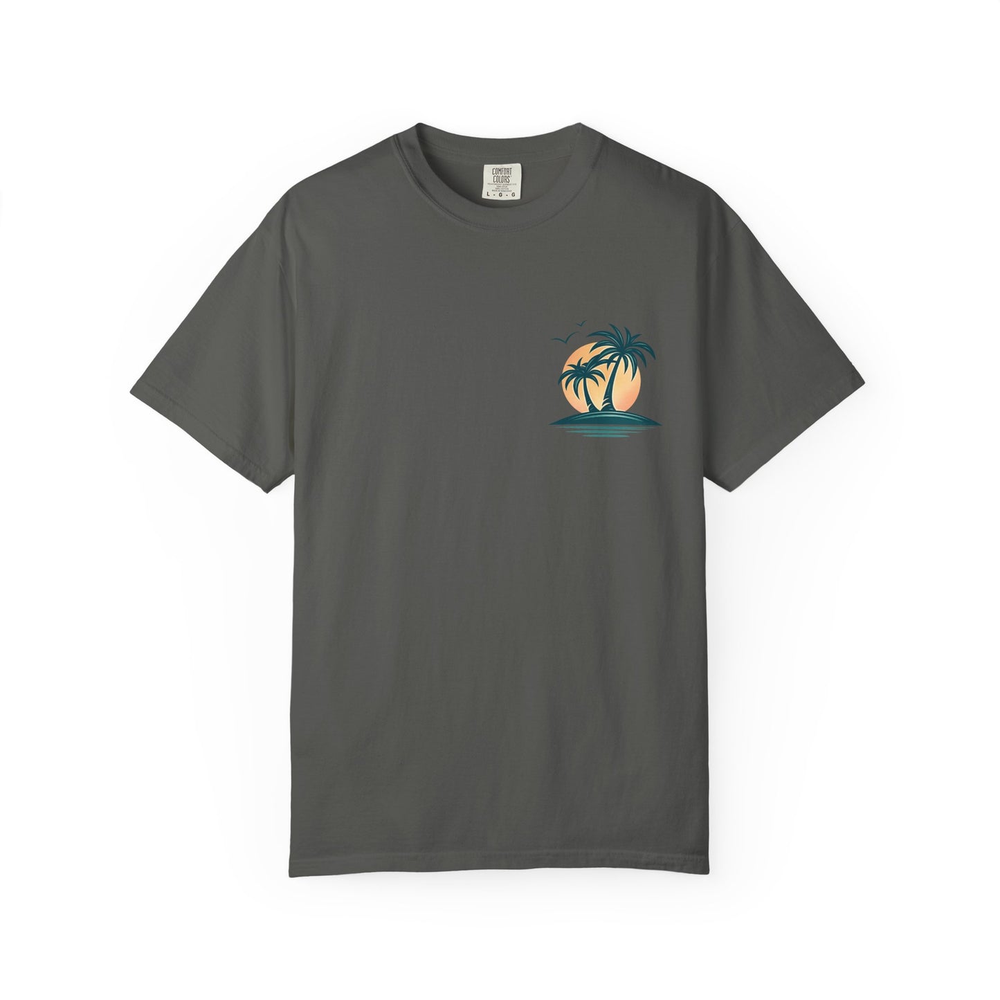 Palm Island Sunset T-Shirt — Tropical Beach Graphic Tee