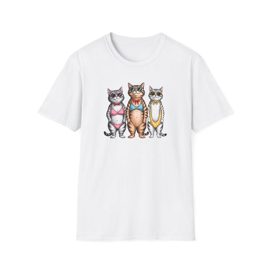 Three Cats Gildan Soft style — Cute Beach Cat Graphic Tee