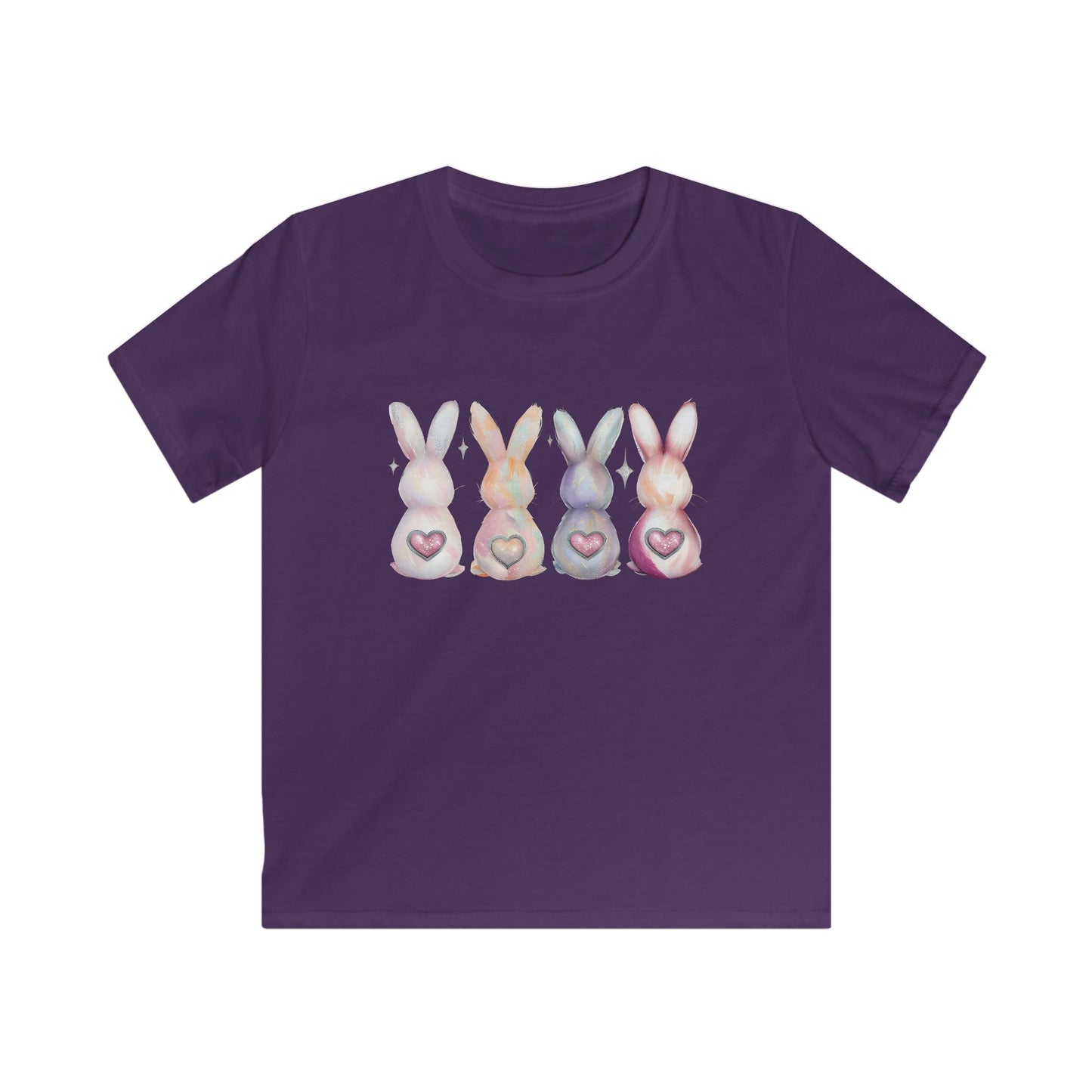 Kids Tee — Pastel Bunny Row with Heart Tails (Easter Spring Shirt)