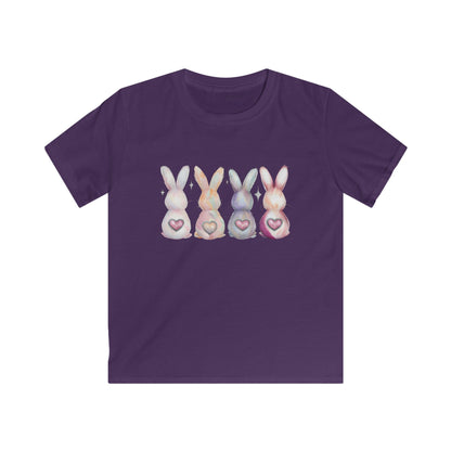 Kids Tee — Pastel Bunny Row with Heart Tails (Easter Spring Shirt)
