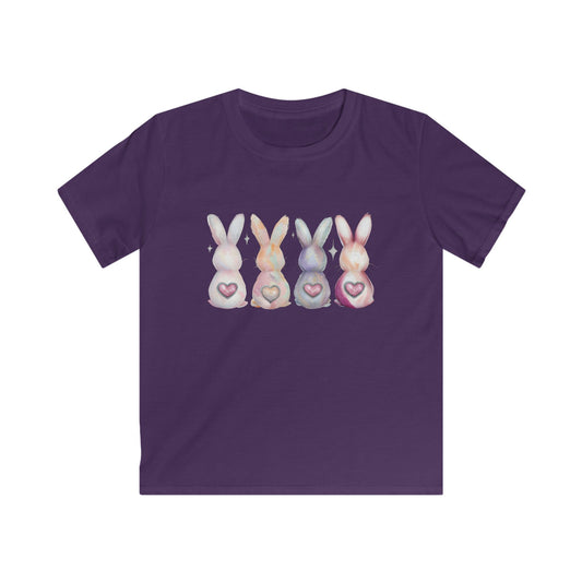 Kids Tee — Pastel Bunny Row with Heart Tails (Easter Spring Shirt)