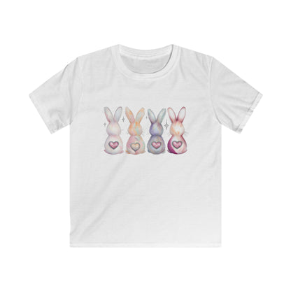 Kids Tee — Pastel Bunny Row with Heart Tails (Easter Spring Shirt)