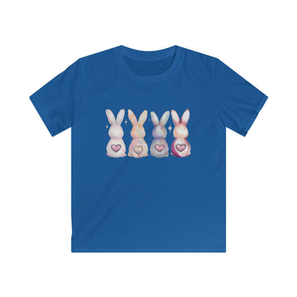 Kids Tee — Pastel Bunny Row with Heart Tails (Easter Spring Shirt)