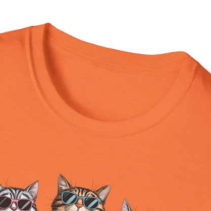 Funny Cats in Bathing Suits T-Shirt — Retro Trio Cat Beach Tee