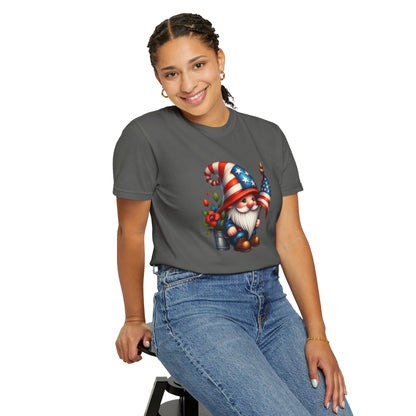 Patriotic Gnome T-Shirt – American Flag Fourth of July Garden Gnome Tee