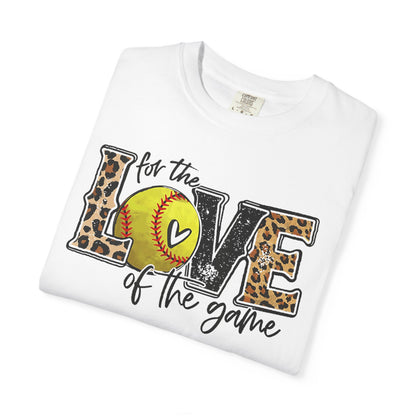 Love of the Game Softball T-Shirt — Leopard Print Tennis Ball Design