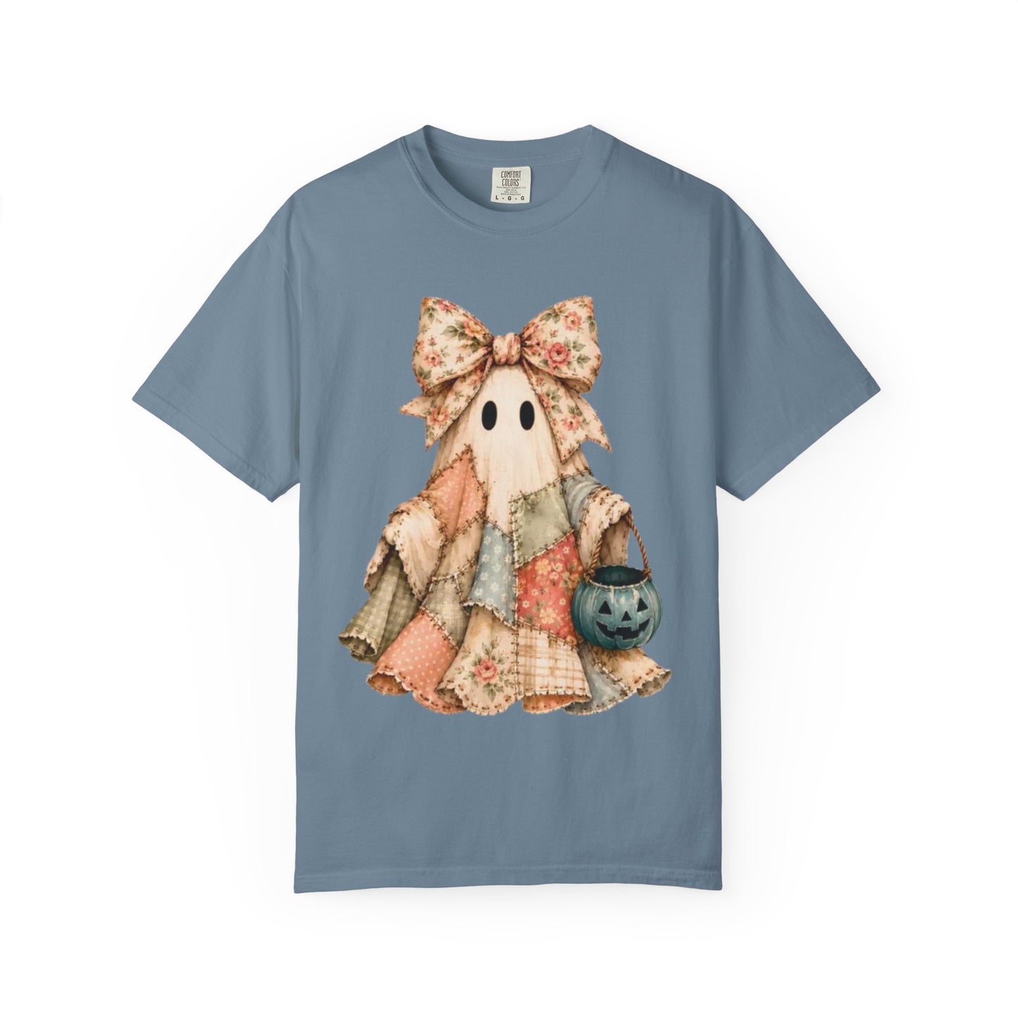 Halloween Patchwork Ghost T-Shirt — Cute Vintage Trick-or-Treat Tee