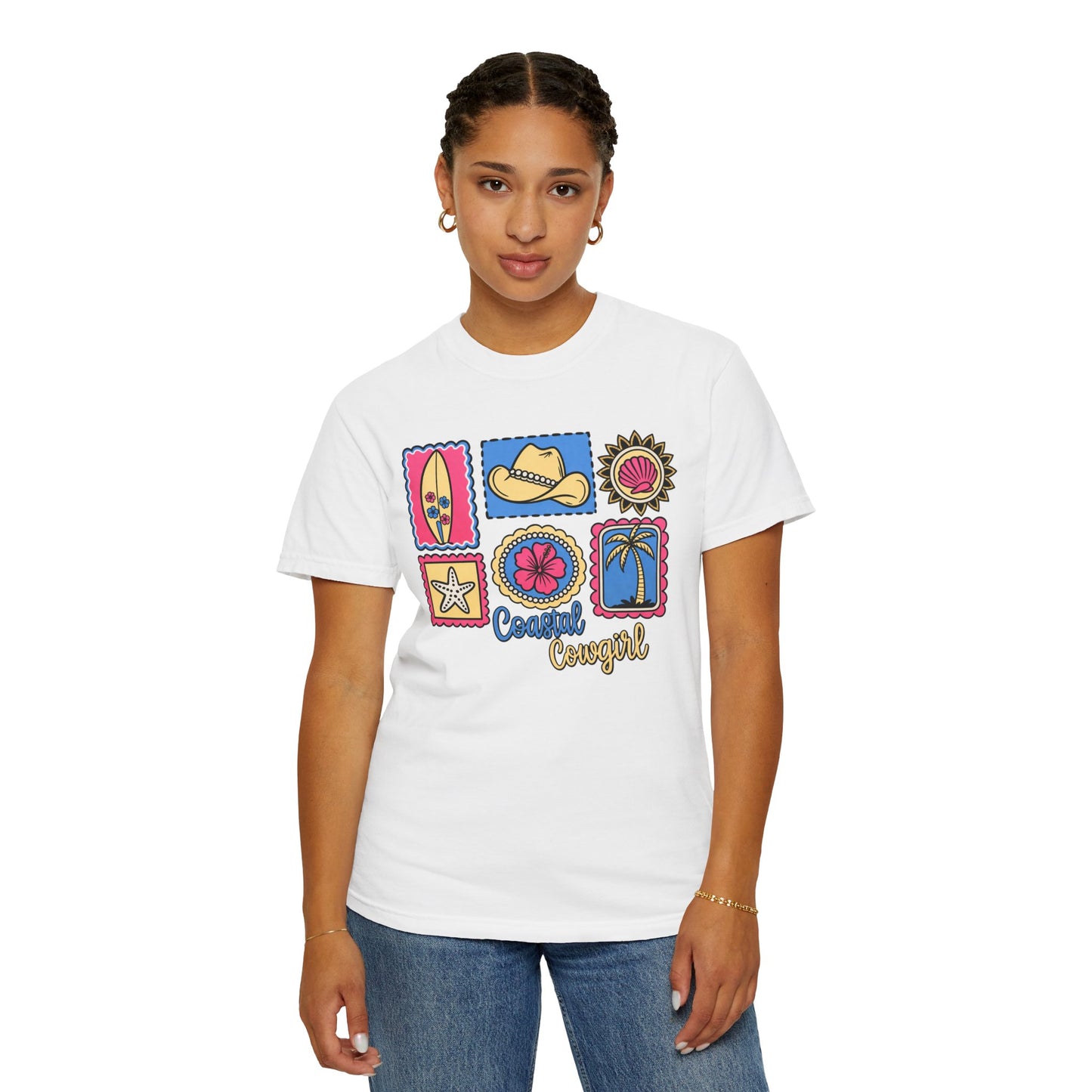 Coastal Cowgirl Graphic T-Shirt — Retro Beach Icons Tee