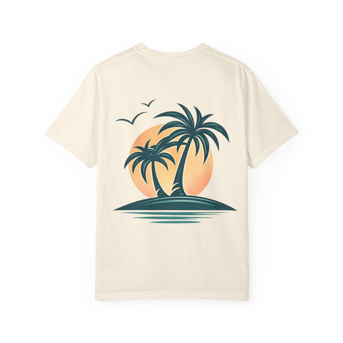 Palm Island Sunset T-Shirt — Tropical Beach Graphic Tee