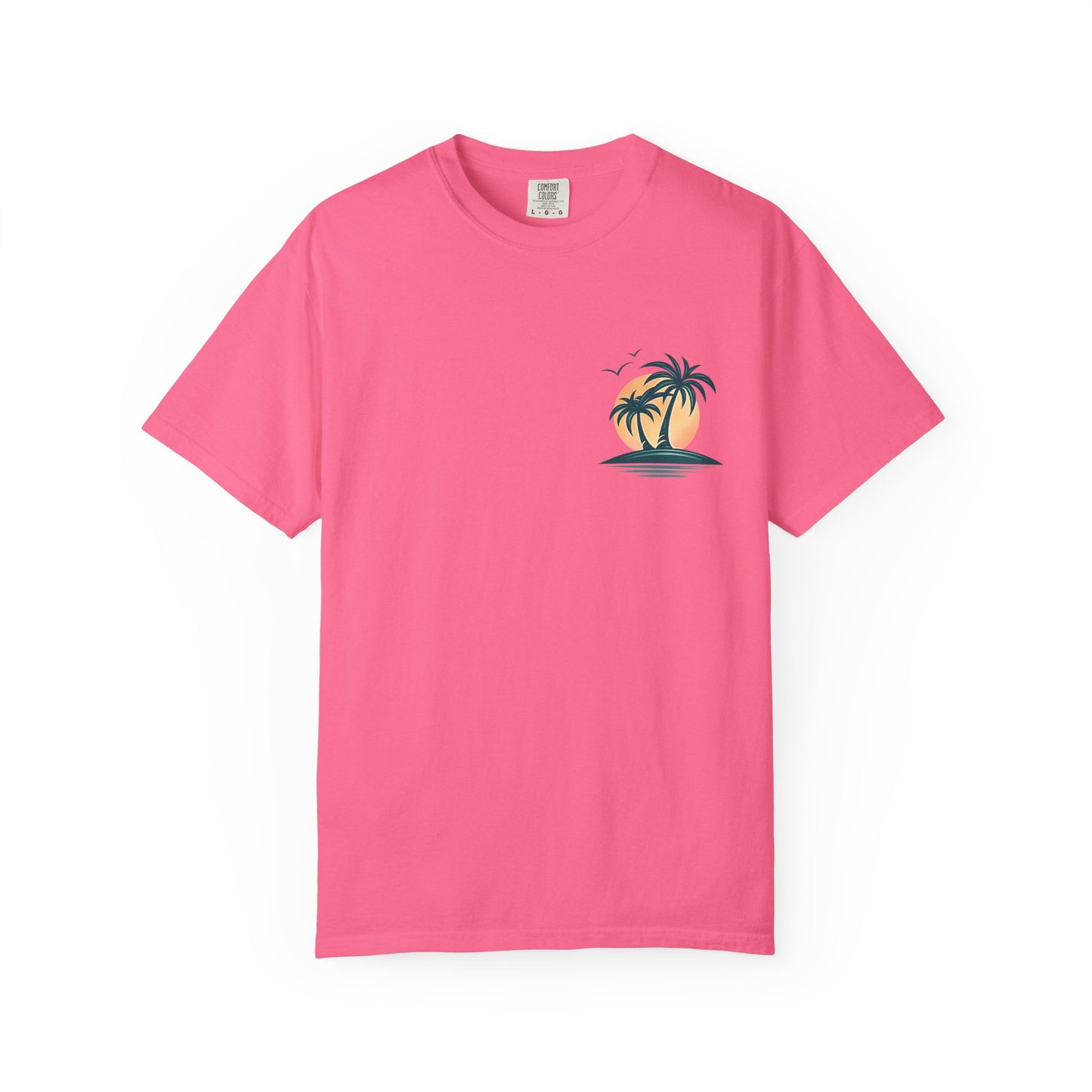 Palm Island Sunset T-Shirt — Tropical Beach Graphic Tee