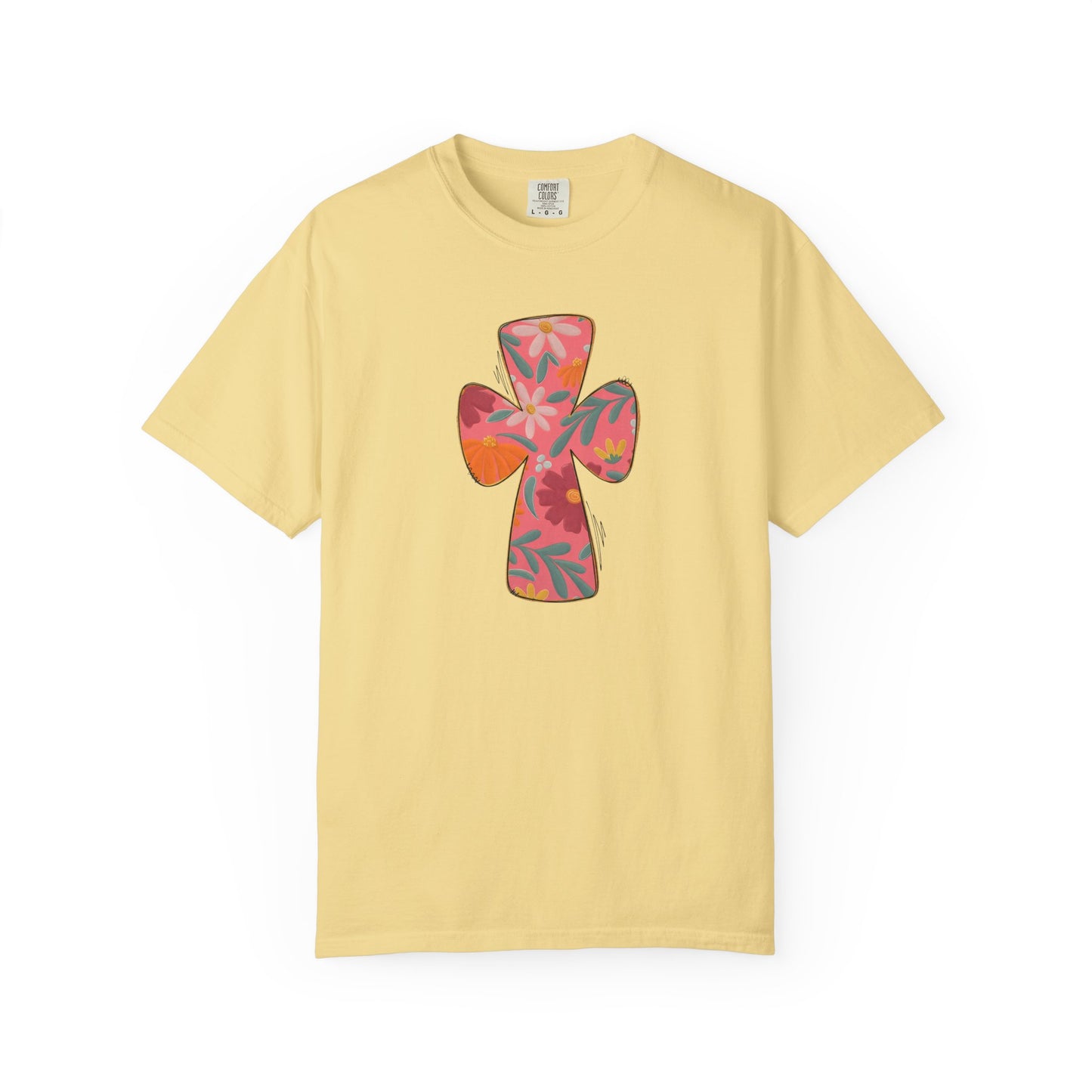 Floral Cross T-Shirt — Tropical Flower Graphic Tee