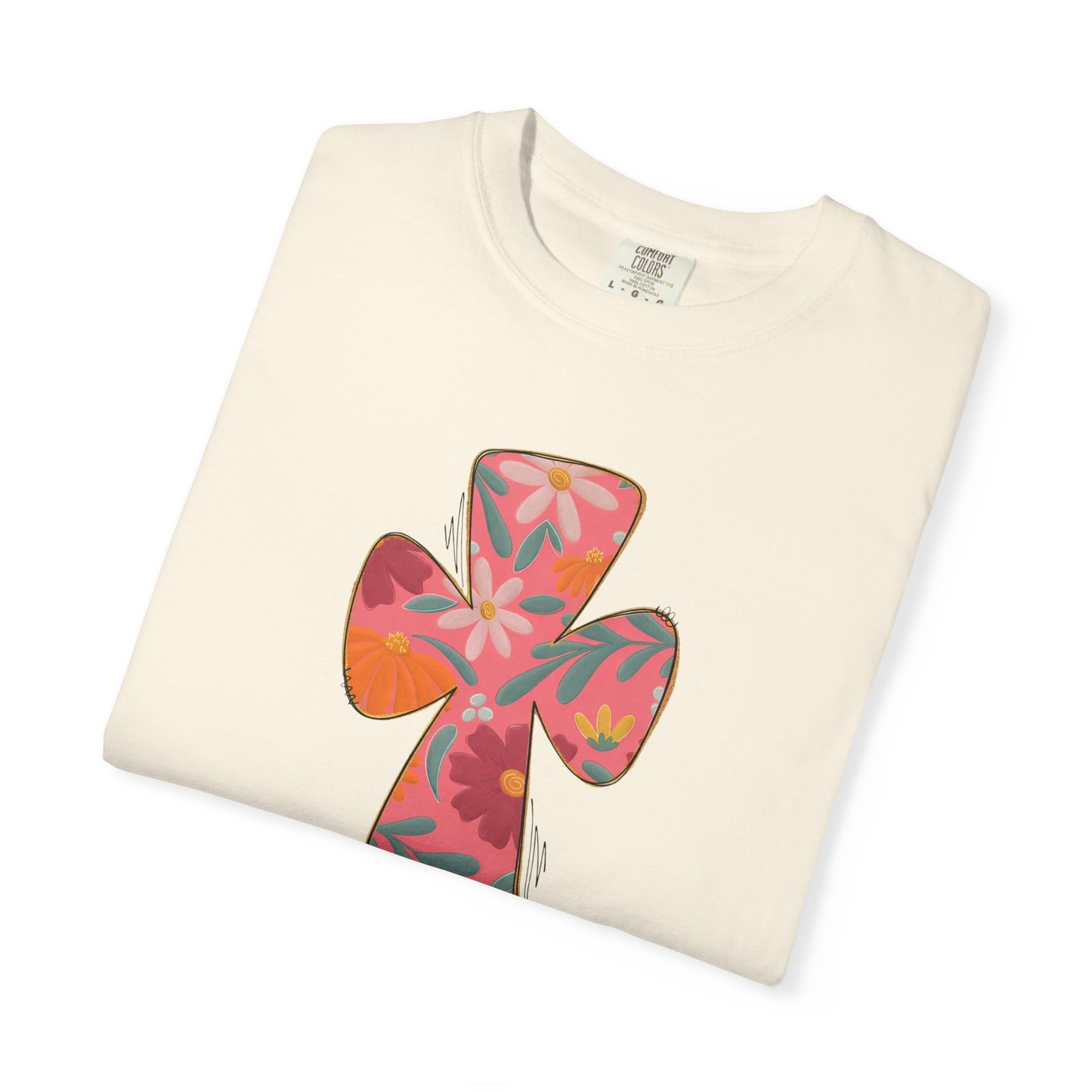 Floral Cross T-Shirt — Tropical Flower Graphic Tee