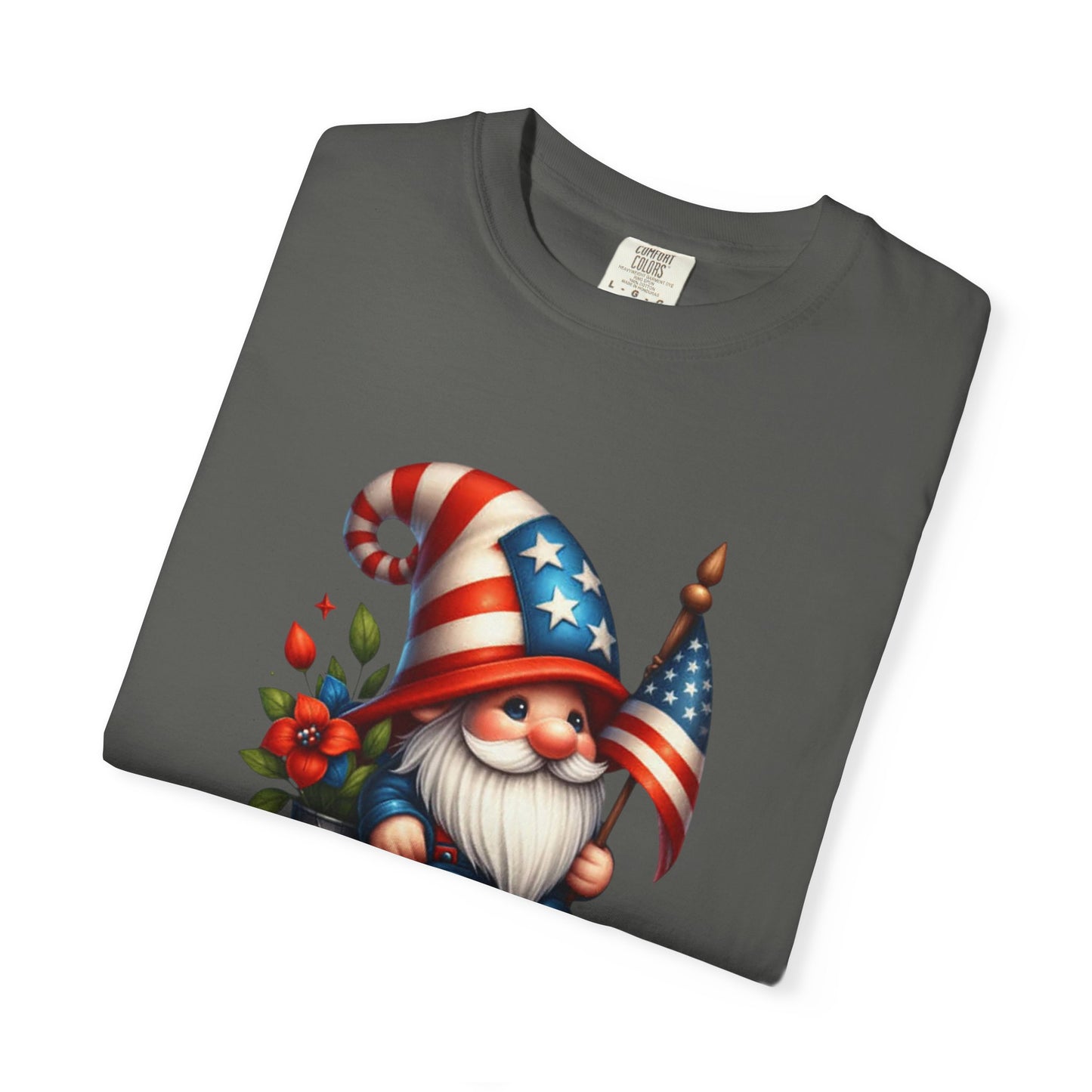 Patriotic Gnome T-Shirt – American Flag Fourth of July Garden Gnome Tee