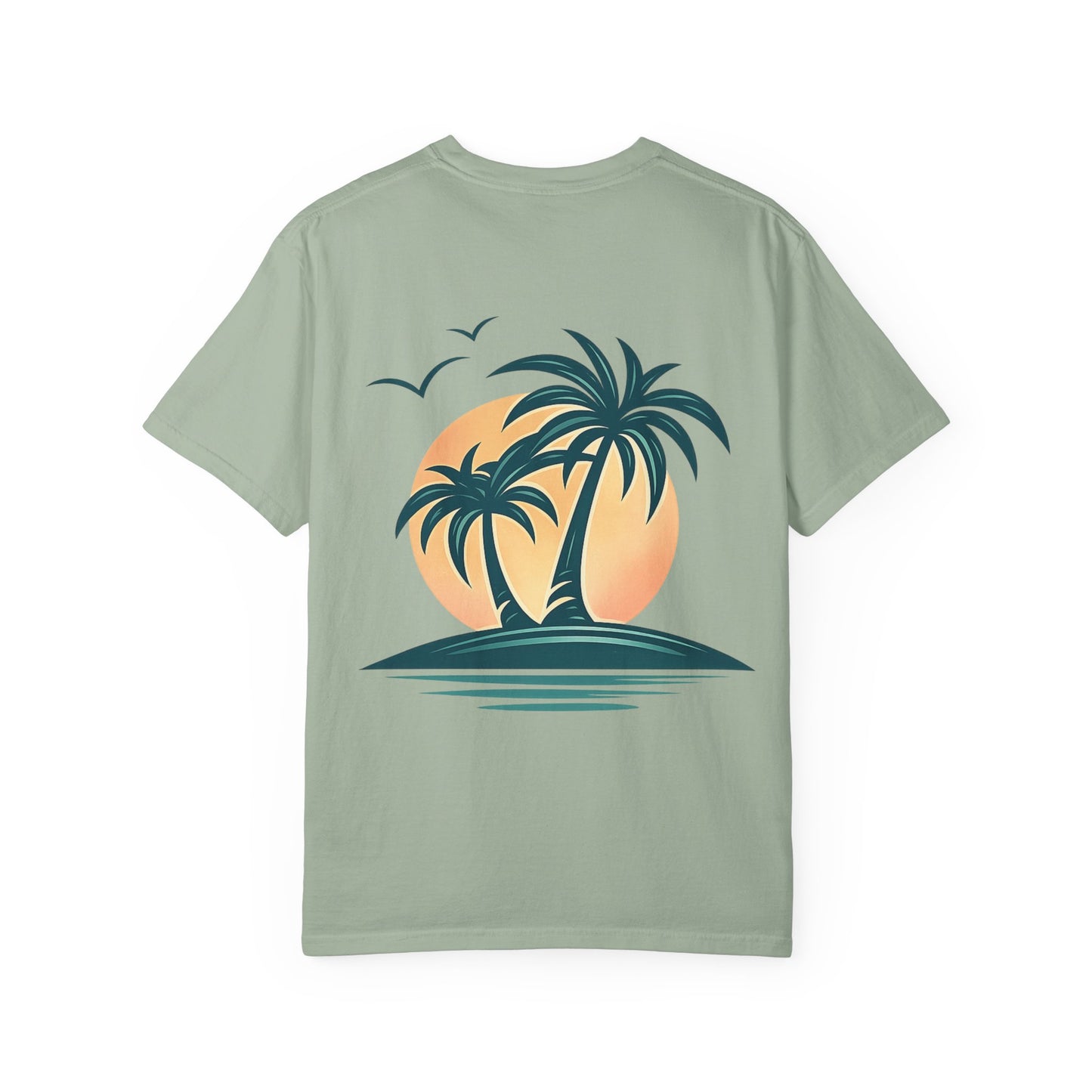 Palm Island Sunset T-Shirt — Tropical Beach Graphic Tee