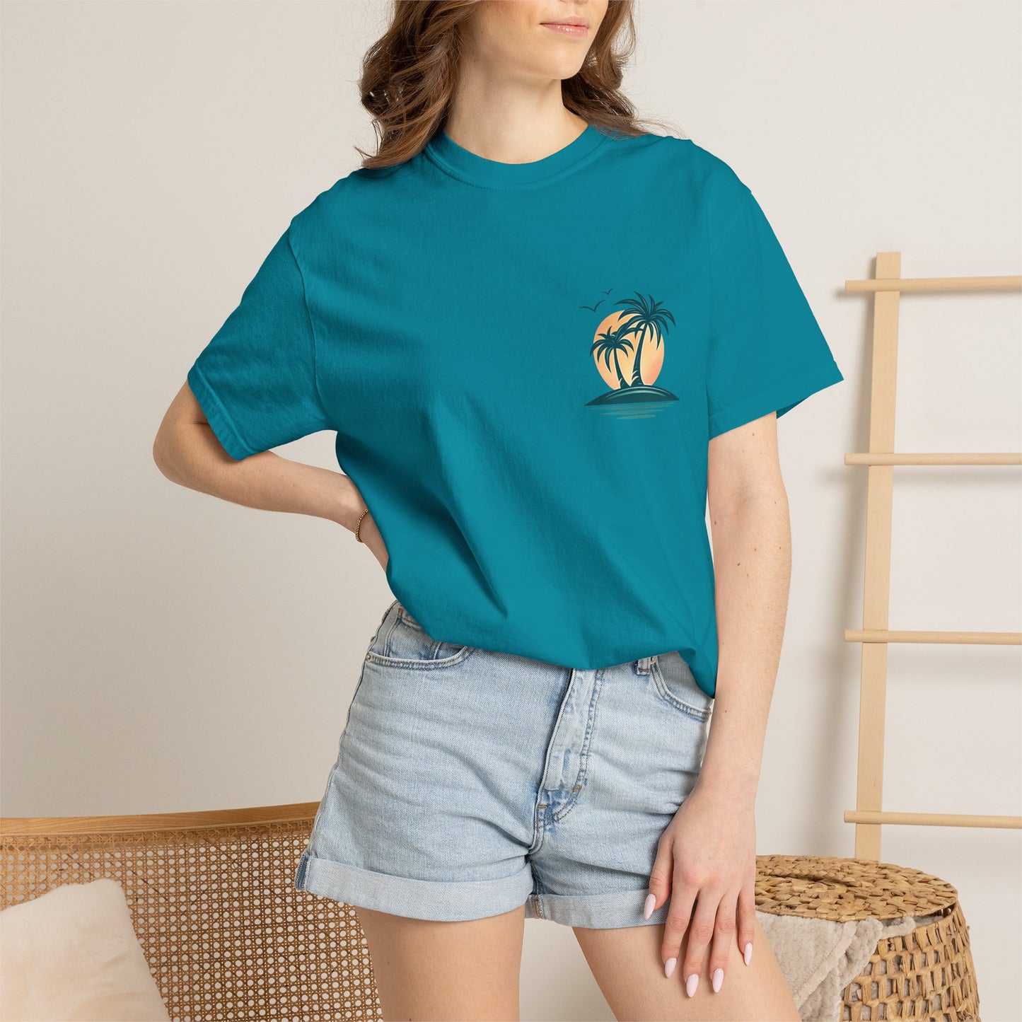 Palm Island Sunset T-Shirt — Tropical Beach Graphic Tee