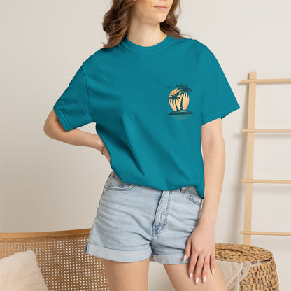 Palm Island Sunset T-Shirt — Tropical Beach Graphic Tee