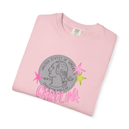 California Coin Graphic Tee — 'California' Retro Neon Stars T-Shirt