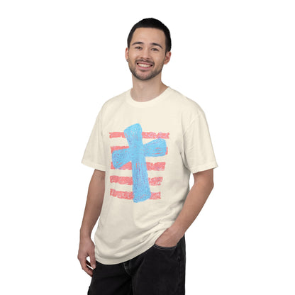 Cross & Stripes T-Shirt — Retro Coastal Church Graphic Tee