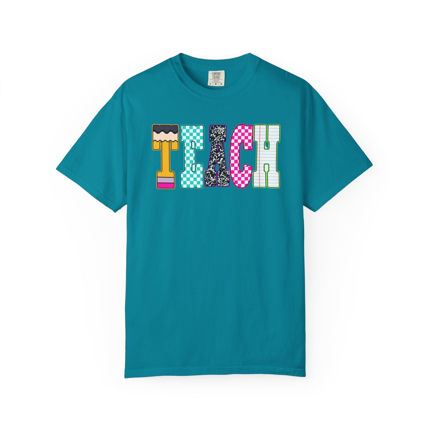 Teach Colorblock Graphic T-Shirt — Fun Teacher Appreciation Tee