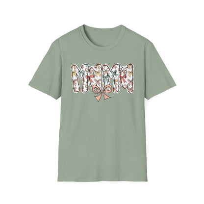 Mama Floral Typography T-Shirt — 'MAMA' Bow Graphic, Cute Mother's Day Gift