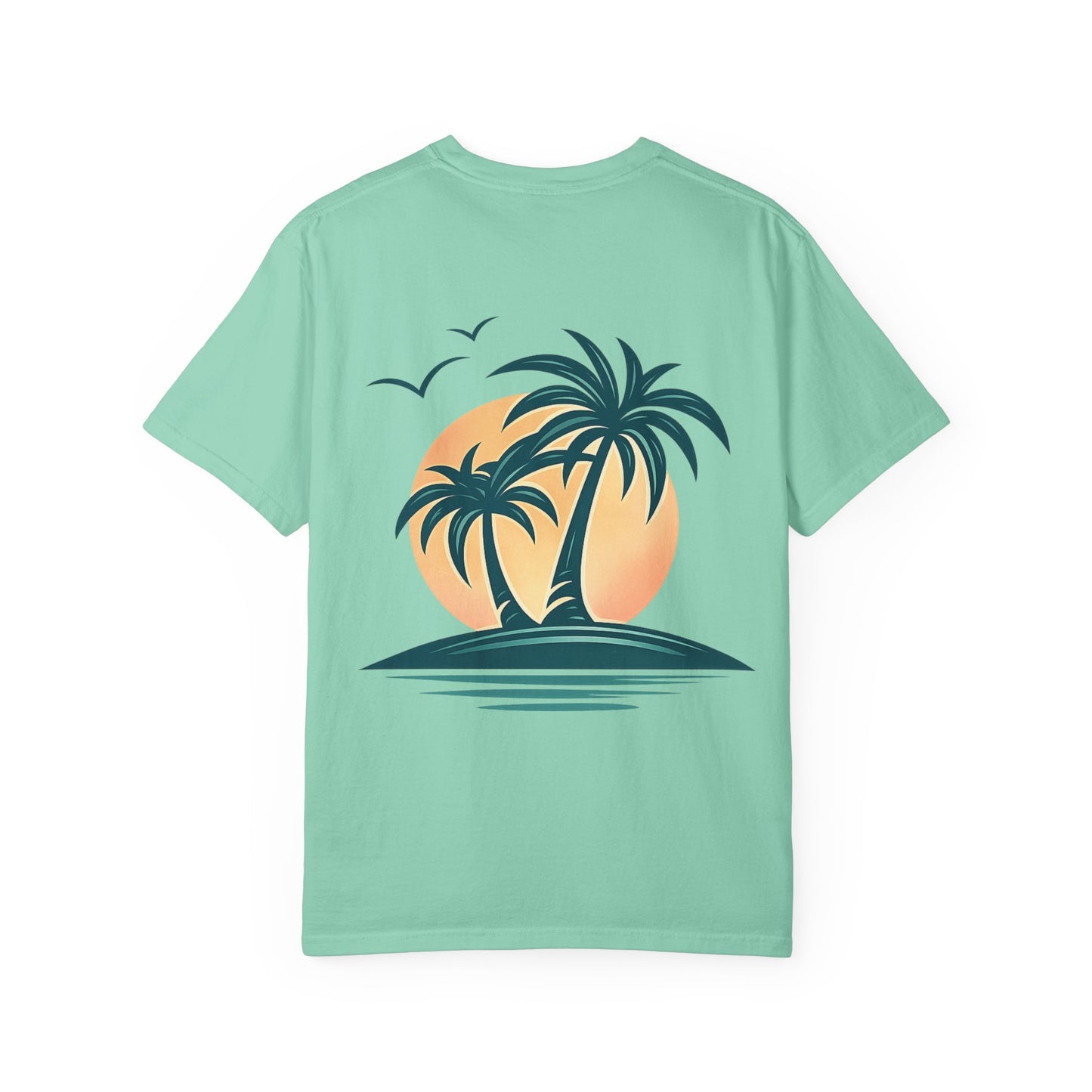 Palm Island Sunset T-Shirt — Tropical Beach Graphic Tee