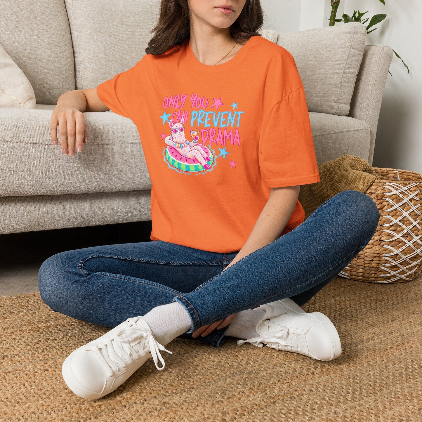 Only You Can Prevent Drama T-Shirt — Cute Llama Pool Float Graphic Tee