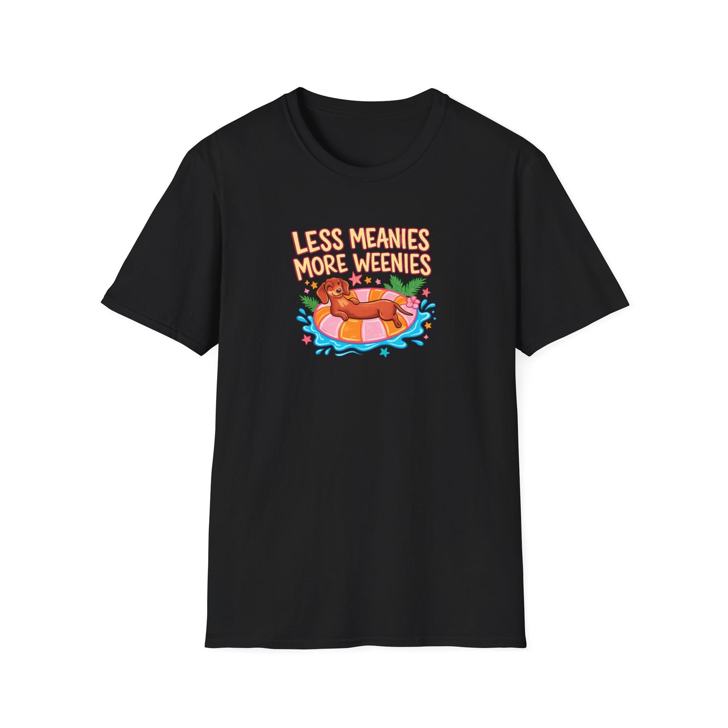 Less Meanies More Weenies T‑Shirt — Funny Hot Dog Pool Graphic Tee