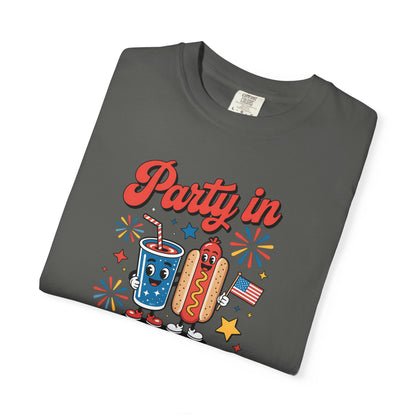 Party in the USA T-Shirt — 4th of July Hot Dog & Soda Graphic Tee