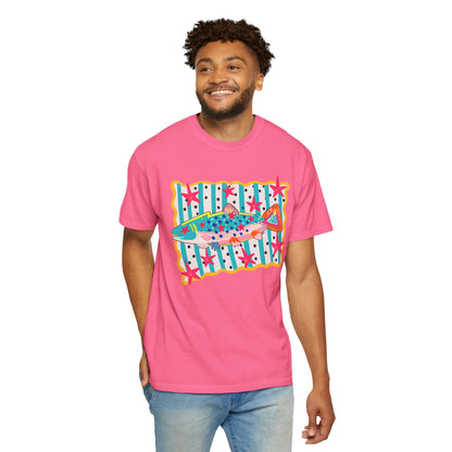 Fish Pattern T-Shirt — Colorful Retro Sea Life Graphic Tee