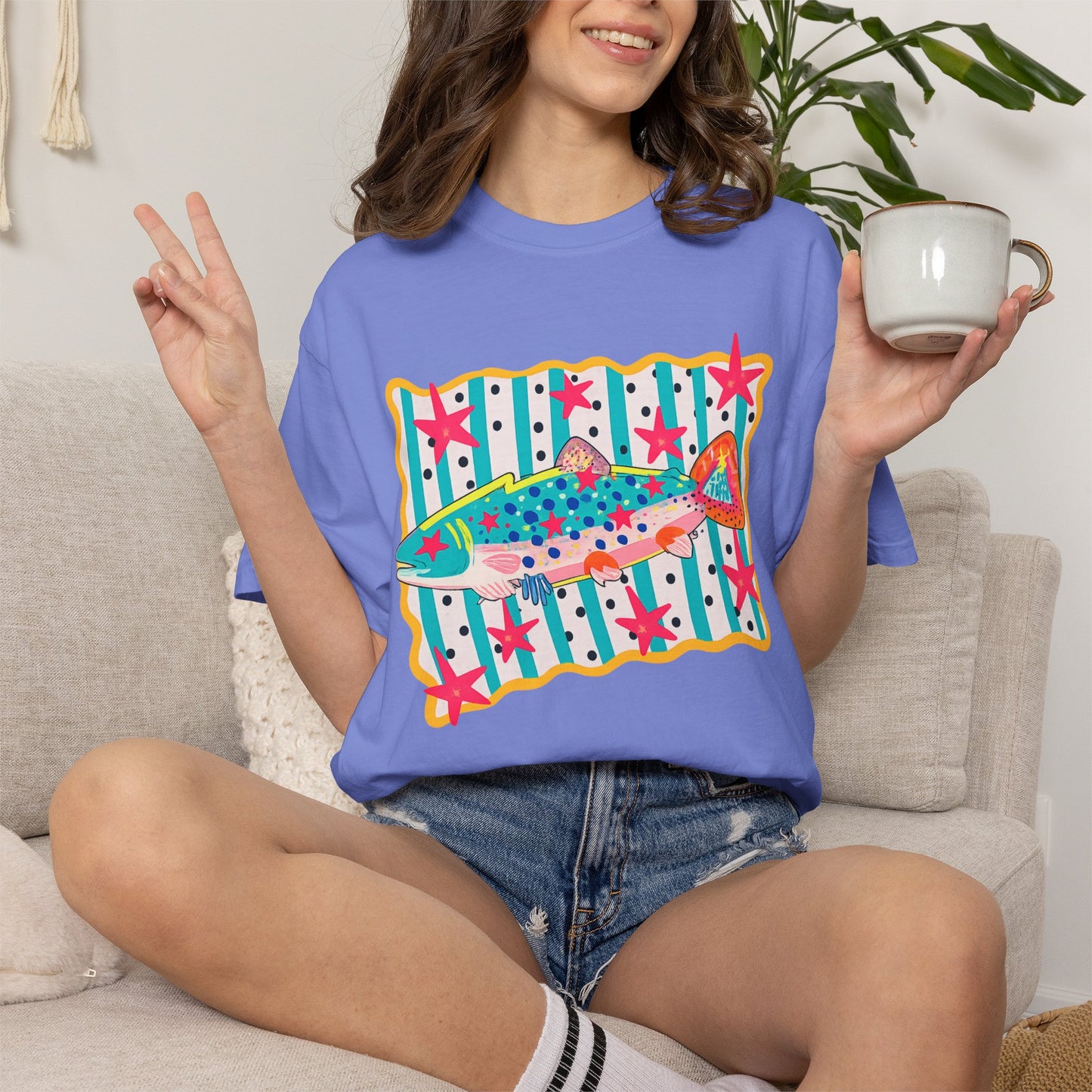 Fish Pattern T-Shirt — Colorful Retro Sea Life Graphic Tee