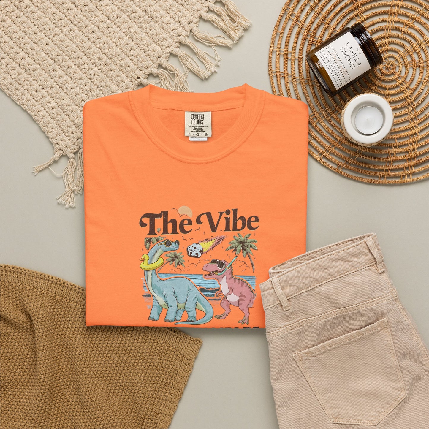 Retro Dinosaur Tee — "The Vibe Is In Shambles" Graphic T-Shirt