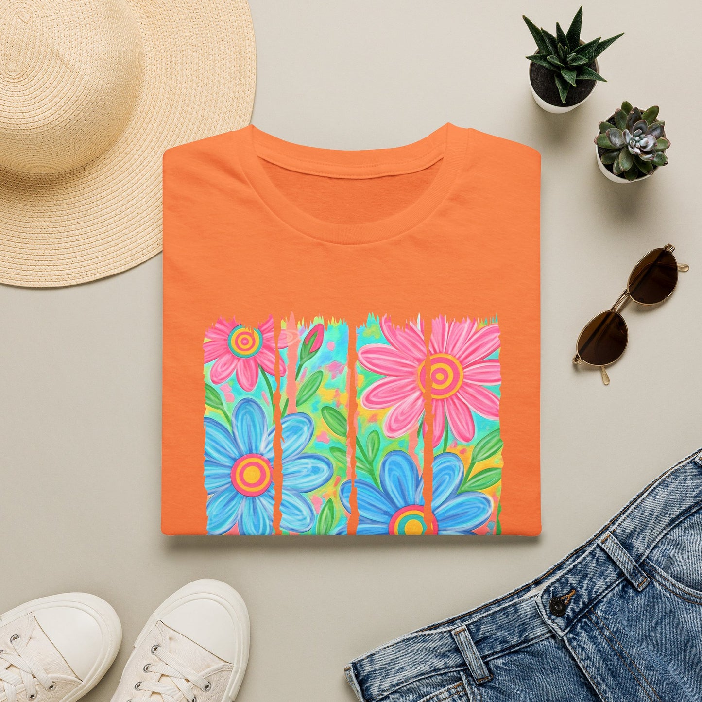 Summer vibes floral tee- Gildan softstyle