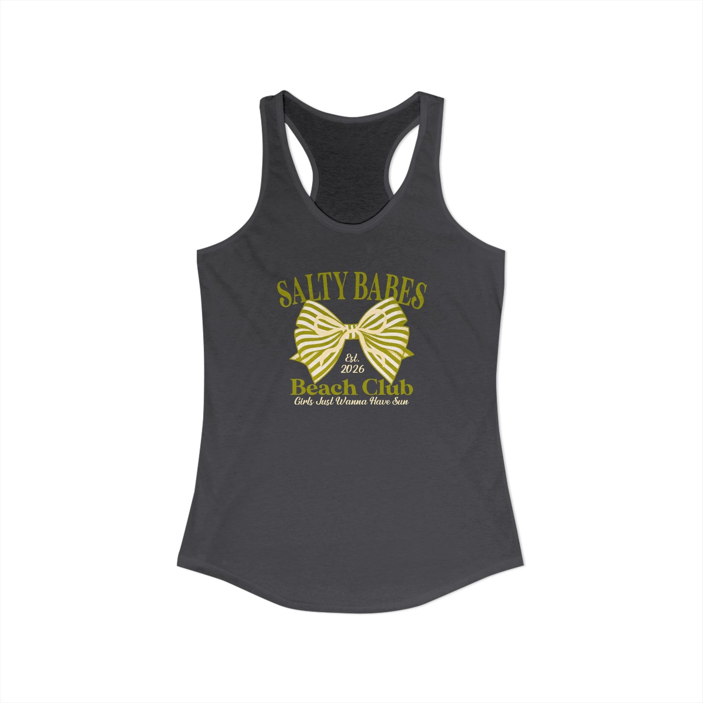Salty babe Yellow Racerback Tank