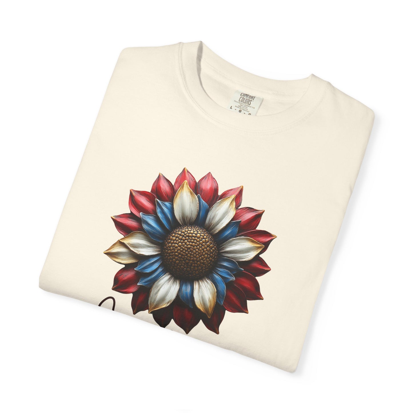 America Sunflower T-Shirt — Patriotic Red White Blue Floral Tee