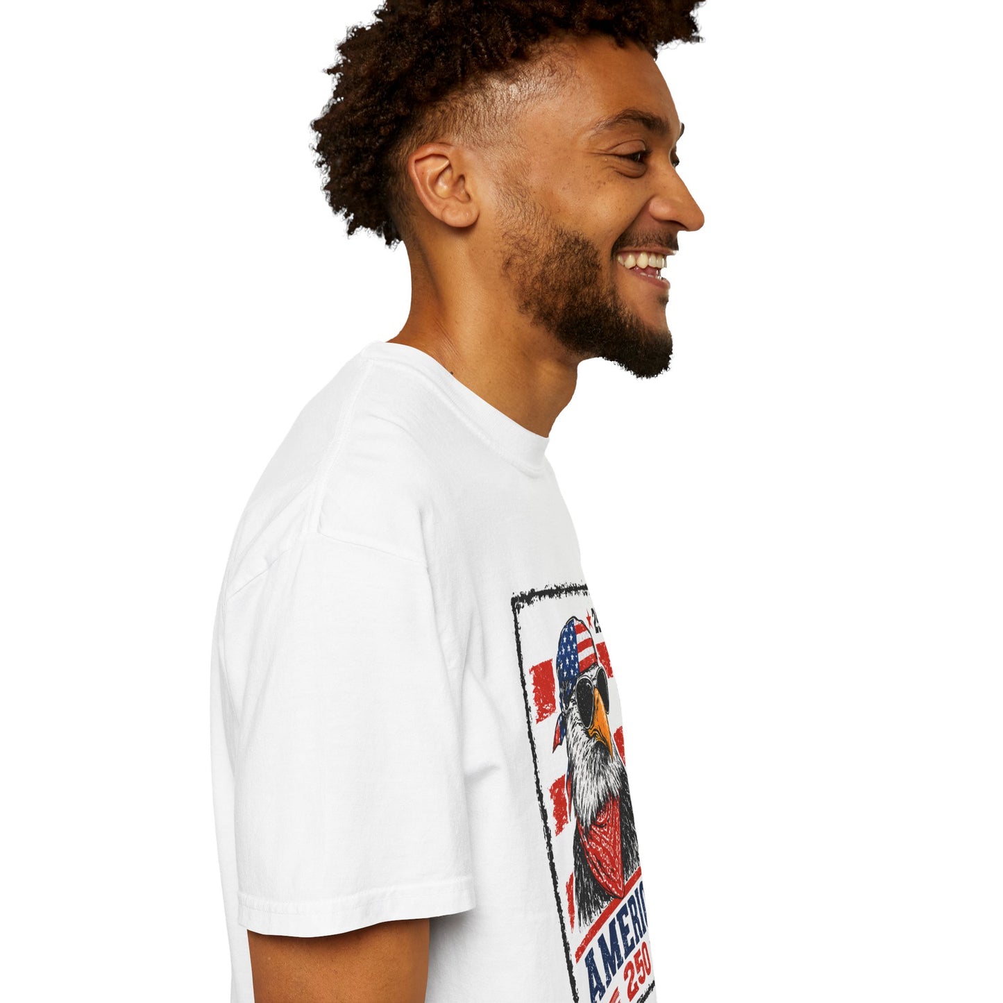America 250 Eagle T-Shirt — Patriotic USA Flag Stamp Design
