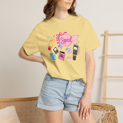 Retro Tech Collage T-Shirt — 'Speed' Graphic Tee for 90s Nostalgia